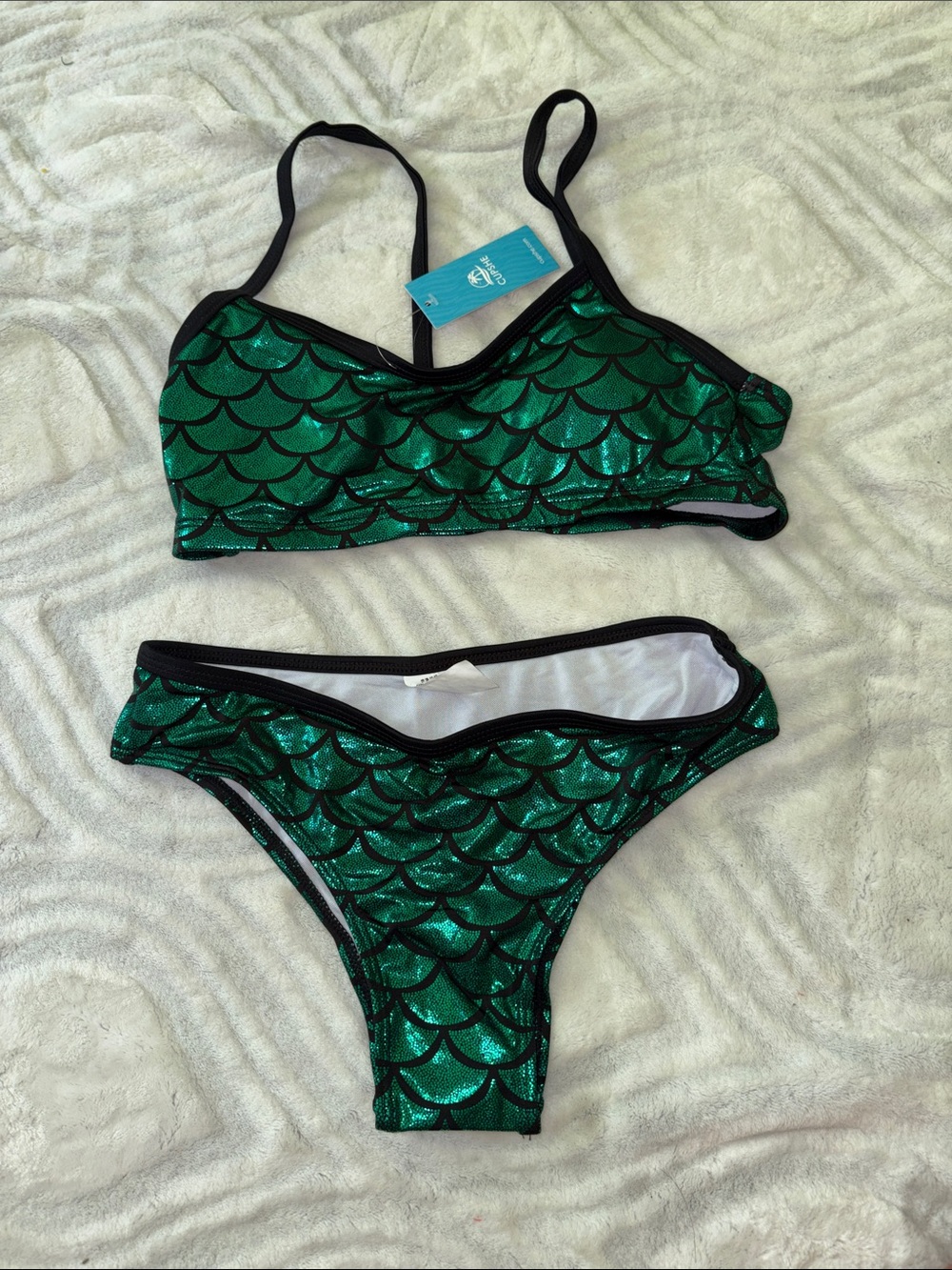 Cupshe Green Mermaid Scale Bikini Set